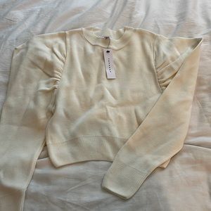 NWT white Topshop cropped puff sleeve sweater